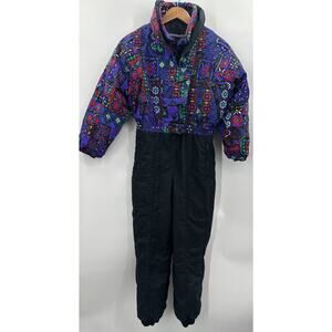 Vintage 90s Edelweiss Juniors One Piece Winter Ski Snow Teal Colorblock Large